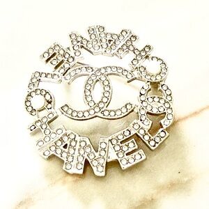 Elegant Crystal Logo Brooch